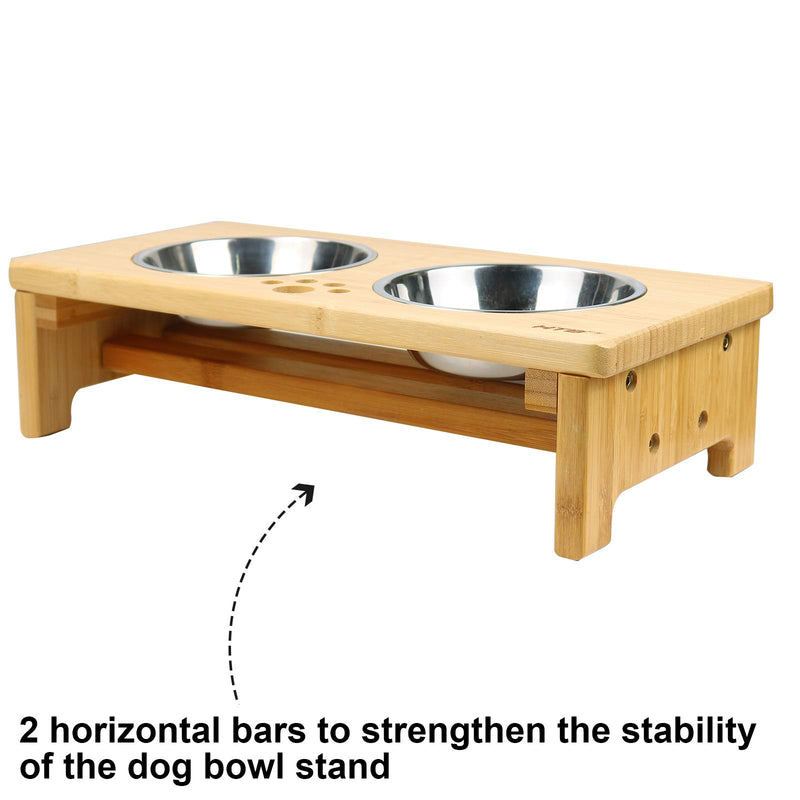 HTB Elevated Dog Bowls,Raised Dog Bowl Stand Feeder with 2 Stainless Steel Bowls,Dog Cat Pet Food Water Bowls small-4“tall,1.5 cup bowl - PawsPlanet Australia