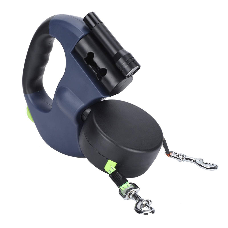 Jiawu Double Retractable Dog Lead, Heavy Duty, 3M Flexible Retractable Dog Lead Double Lead for Two Dogs with LED Light and Bin Box for Small and Medium Dogs, No Tangle - PawsPlanet Australia