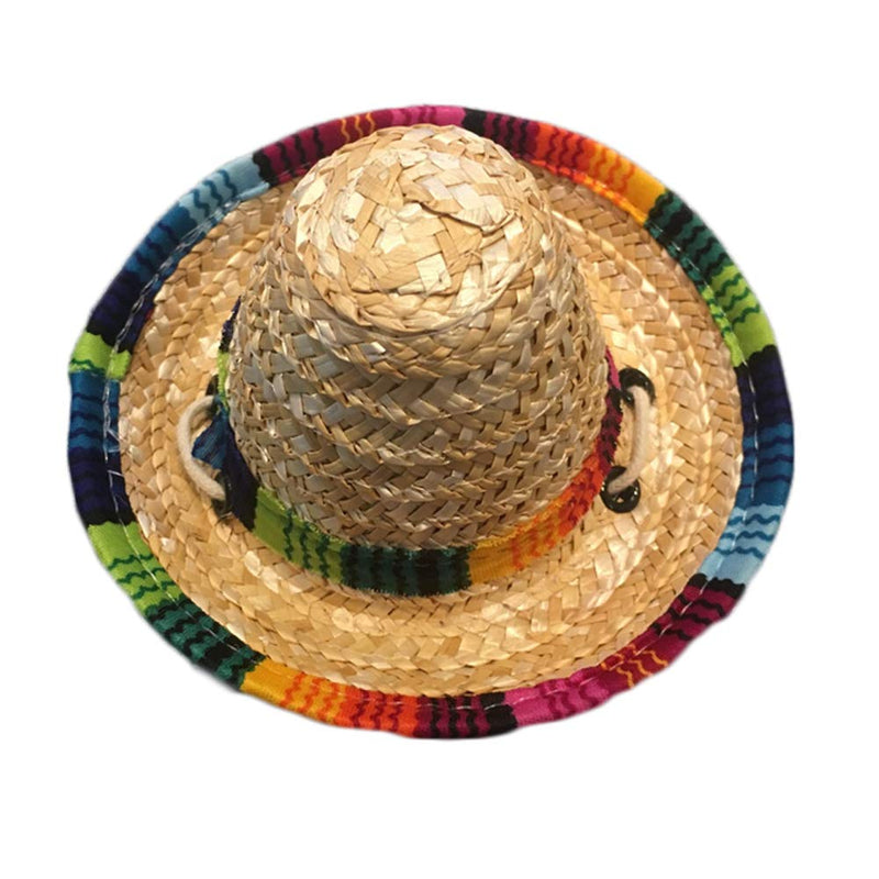 Bettli Dog Sombrero Hat, Cat Mexican Hats Mini Straw with Multicolor TrimSombrero Party Hats for Small Pets/Puppy/Cat - PawsPlanet Australia