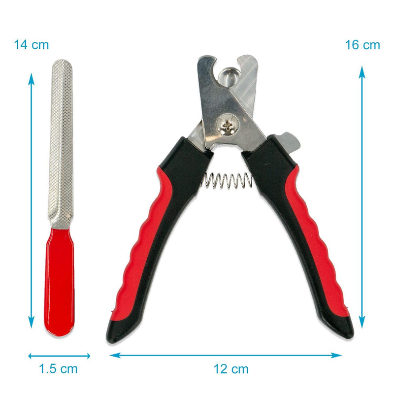 Intirilife Claw Scissors for Dogs Nail File in Red - Scissors 16 x 5.5 (12) x 1.5 cm - File 14 x 1.5 cm - Claw Care File for Dogs and Cats Cutter Clippers for Pets - PawsPlanet Australia