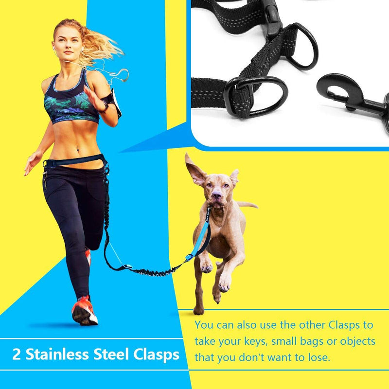 [Australia] - UPPETLY Hands Free Dog Leash Retractable with Dual Bungees for Medium and Large Dogs, Adjustable Waist Belt, Dual Handle, Reflective Stitches for Training Running Jogging Walking Hiking Biking 