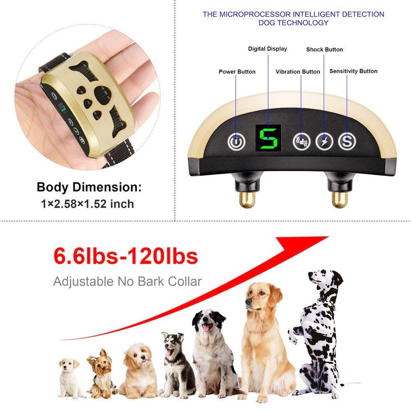 [Australia] - Dog Bark Collar -7 Adjustable Sensitivity and Intensity Levels-Dual Anti-Barking Modes Rechargeable/Rainproof/Reflective -No Barking Control Dog shock Collar for Small Medium Large Dogs 