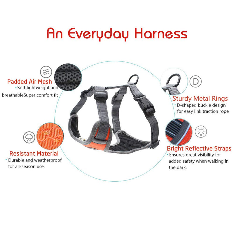 [Australia] - Domkim No Pull Vest Dog Harness for Small/Medium/Large Dogs, Reflective Easy Control Deluxe Dog Harnesses, Fully Adjustable Outdoor Walking Training Jogging Medium Orange 