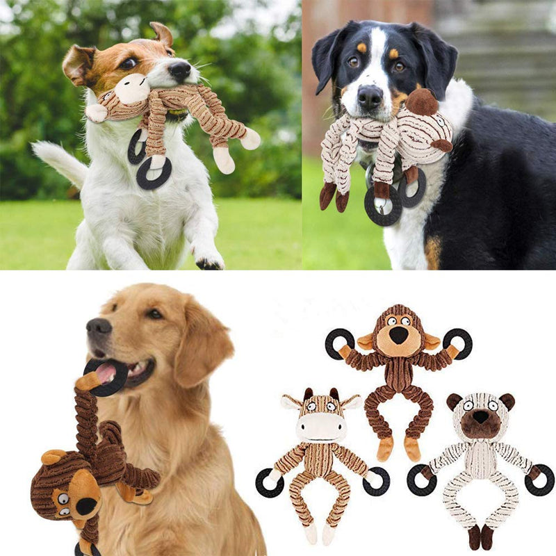 GZGZADMC Puppy Dog Squeaky Toys, Squeaky Dog Plush Toys, Durable Dog Plush Toy Chew Toys Dog Companion - Various Animals Shapes Training Toy for Puppy Small Medium Large Dogs-Monkey Monkey - PawsPlanet Australia