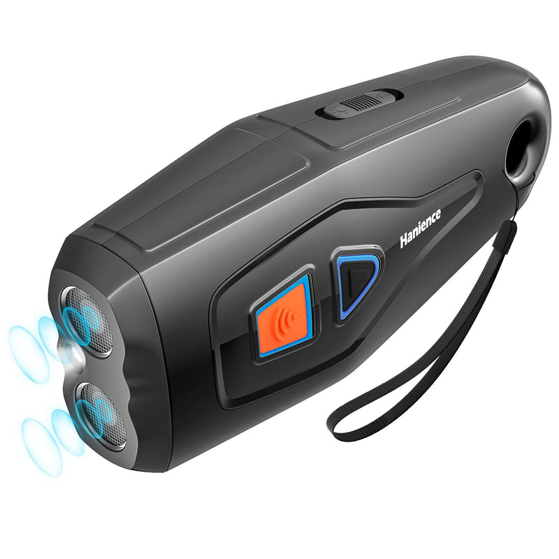 Hanience Ultrasonic Dog Bark Deterrent, Rechargeable Anti Bark Device for Dogs, 33 Ft Remote Anti Barking Control Device with Training & Deterrent Modes Black-Orange - PawsPlanet Australia