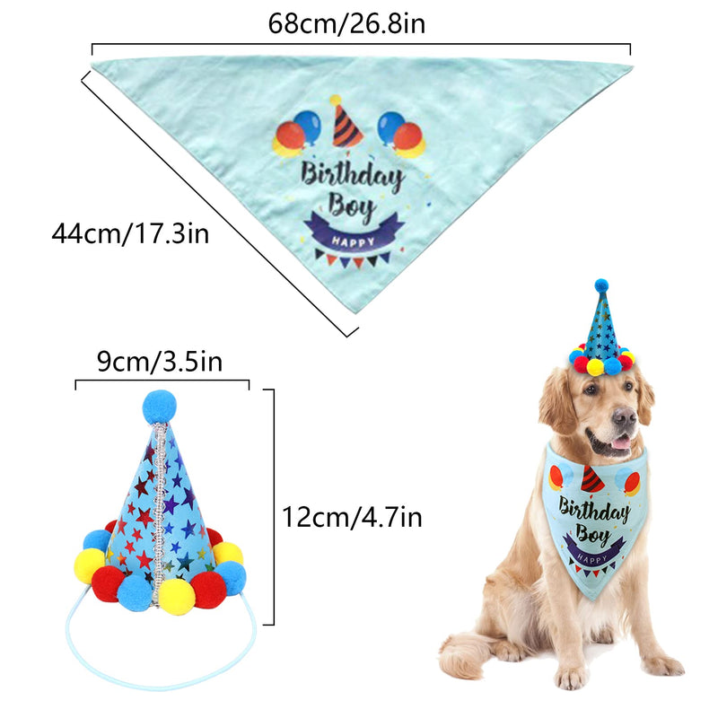 Dog Birthday Hat and Bandana Set Boy/Girl, Dog Birthday Triangle Scarf for Small Medium Dogs, Dog Birthday Party Supplies, Dog Pet Birthday Decoration, Blue - PawsPlanet Australia