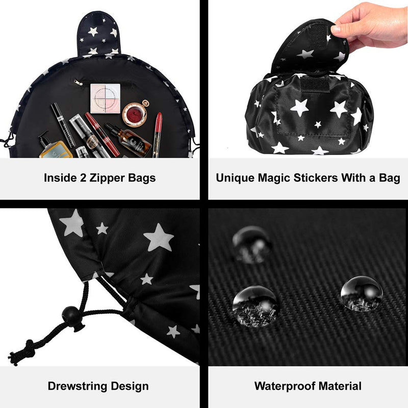 Lazy Drawstring Makeup Bags, Large Capacity Waterproof Travel Portable Cosmetic Bag Pouch Makeup Pouch Storage Organiser for Women Girl (All Star) All Star - PawsPlanet Australia