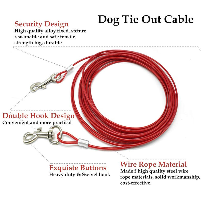 [Australia] - ASOCEA Pet Reflective 16ft Tie Out Cable for Small Medium Size Dogs up to 65 Pounds Outdoor Yard and Camping 