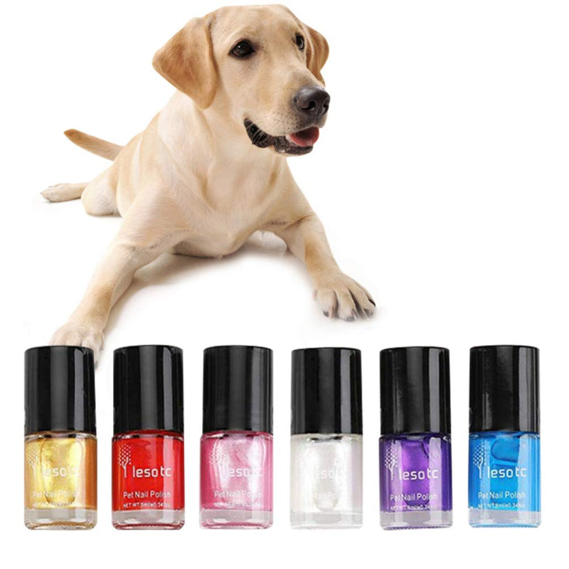 Balacoo Non-Toxic Dog Nail Polish - Easy Peel Off Quick Dry Organic Water Based Nail Polish 6 Color Set Pet Claws Grooming Supplies for Dogs Cats Hamster - PawsPlanet Australia