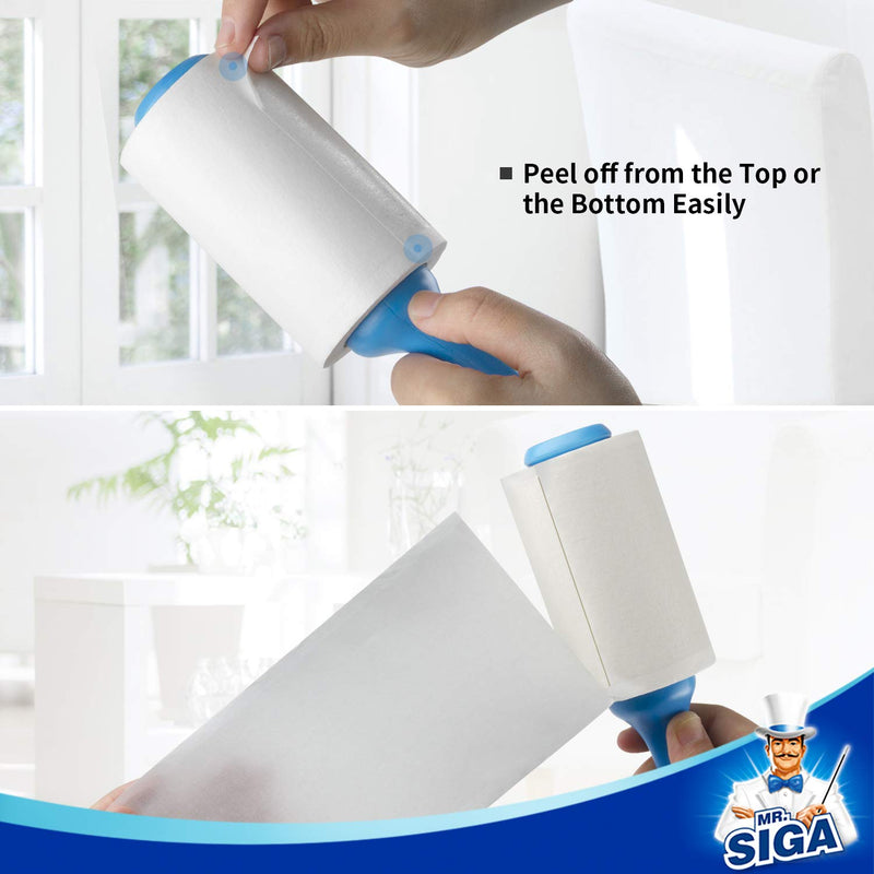 MR.SIGA Extra Sticky Lint Roller, lint roller, lint remover, animal hair lint roller with simple tear sheets, 450 sheets in total, pack of 5, blue - PawsPlanet Australia