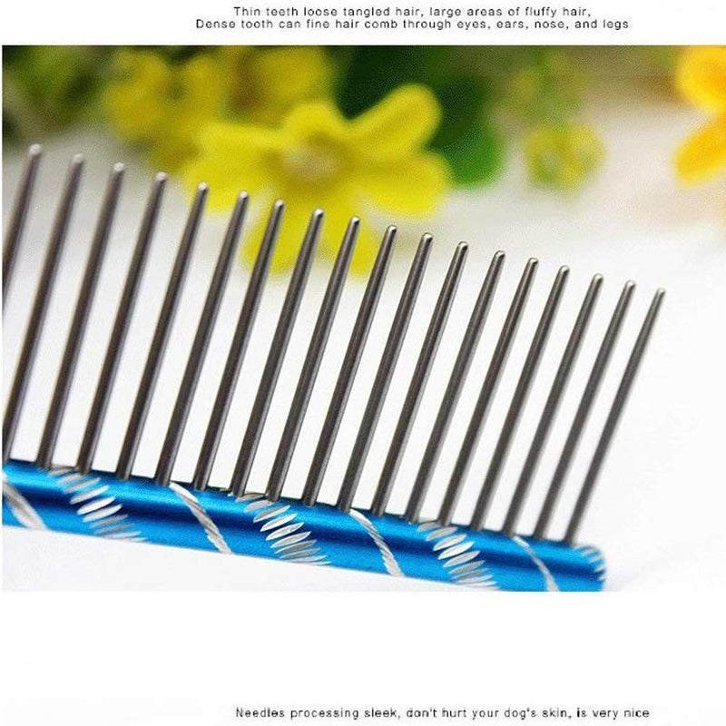 Meetory Pet Comb Dog Metal Dog Comb Stainless Steel Dog Grooming Combs Grooming Comb Cat Comb (16 cm x 2.7 cm, 1 Piece Random Color) - PawsPlanet Australia