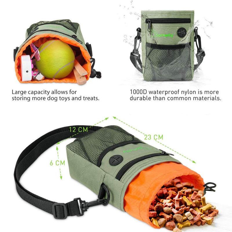 [Australia] - SOMEITY Dog Treat Pouch for Training, Built-in Poop Bag Dispenser, Easily Carries Pet Toys, Kibble and Treats, Running Waist Bag, Fanny Pack Green 