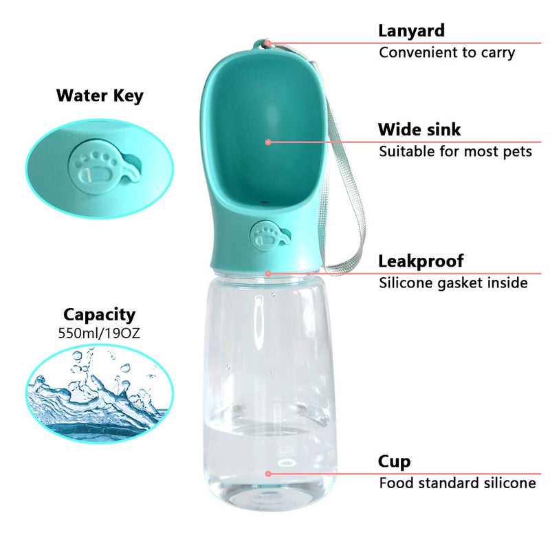 [Australia] - Banriwowi Dog Water Bottle,Portable Pet Water Dispenser for Walking, Puppy Travel Kettle, Drinking Feeder Bowl,Water Feeding Bowl, Hiking, Food Grade Plastic blue 