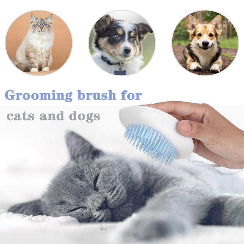 Sunwuun Cat Brush, Cat Grooming Brush Slicker Brush for Shedding, Soft Silicone Washable Cat Massage/Bath Brush for Long and Short Hair, Self Cleaning Cat Comb, (Blue) Blue - PawsPlanet Australia