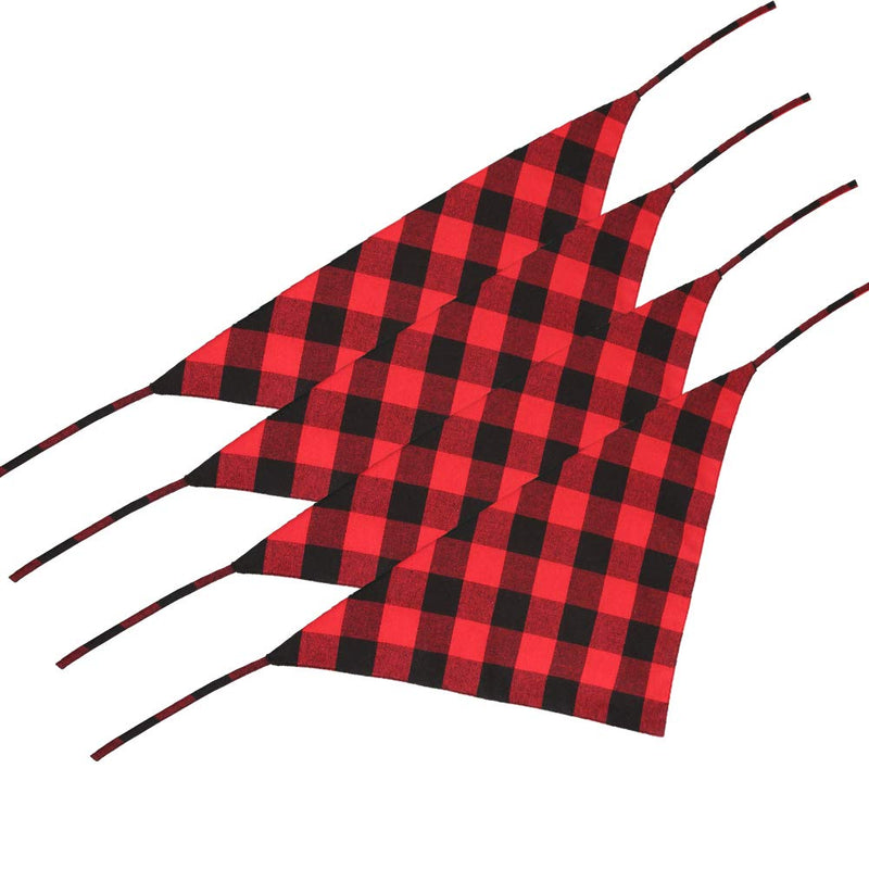 [Australia] - Lamphyface 4 Pcs Dog Bandana Christmas Pet Triangle Scarf Accessories Bibs Red Black Plaid Large 