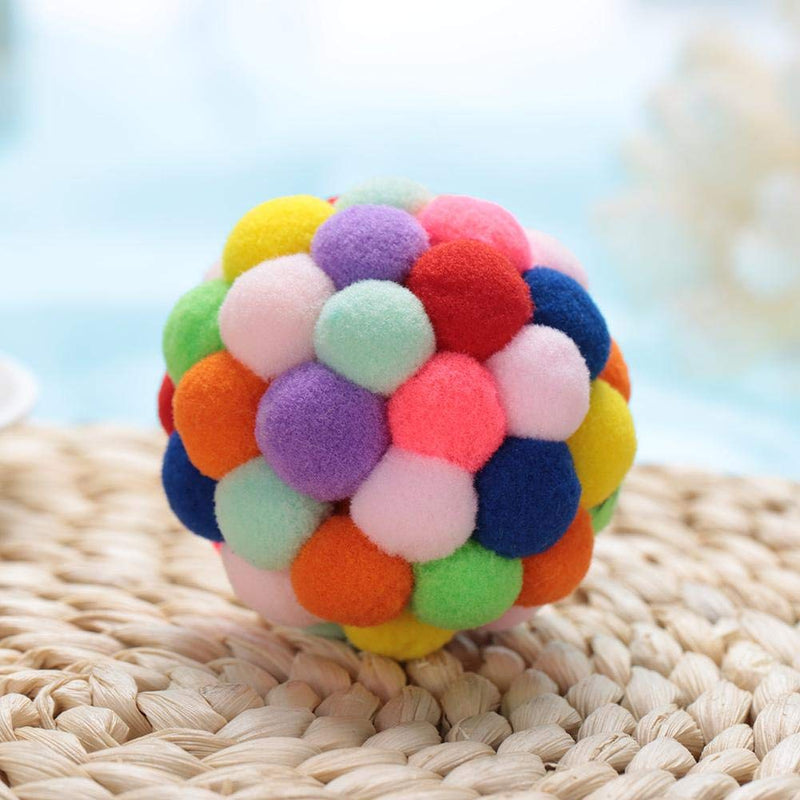 Pssopp Colorful Pet Plush Ball Toy Soft Dog Puppy Cat Toy Ball Playing Ball Exercise Interactive Toy with Bell for Training Playing Chewing(M) M - PawsPlanet Australia