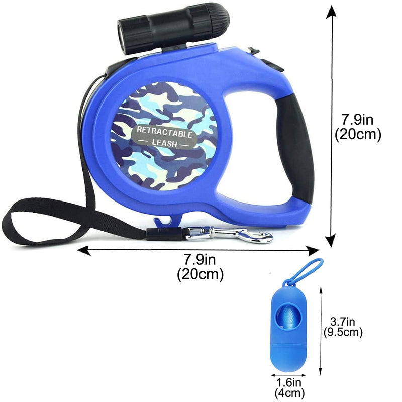 8m/26ft Band LED Light Dog Traction Rope Tape,Pet Dog Automatic Telescopic Traction Rope,Suitable Dogs within 50Kg/110lbs (blue) blue - PawsPlanet Australia