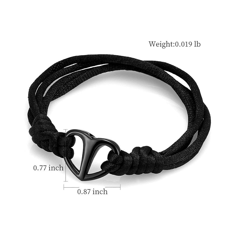 [Australia] - Cremation Bracelet for Ashes Mini Adjustable Cremation Urn Bracelet Bangle for Ashes Stainless Steel Keepsake Cremation Memorial Ash Jewelry Black thick rope 