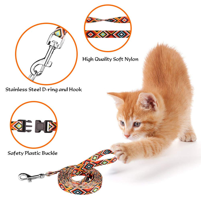 Jamktepat Cat Harness and Leash Set Geometric Pattern Escape Proof Adjustable for Kitty Outdoor Walking Orange - PawsPlanet Australia