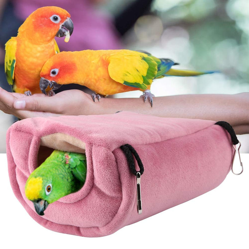 [Australia] - Queen.Y Cockatiel Bed,Winter Windproof Warm Parrot Nest Plush Hammock Hanging Swing Bed Cave for Pet Bird Warm Sleeping Bag House Pink S 
