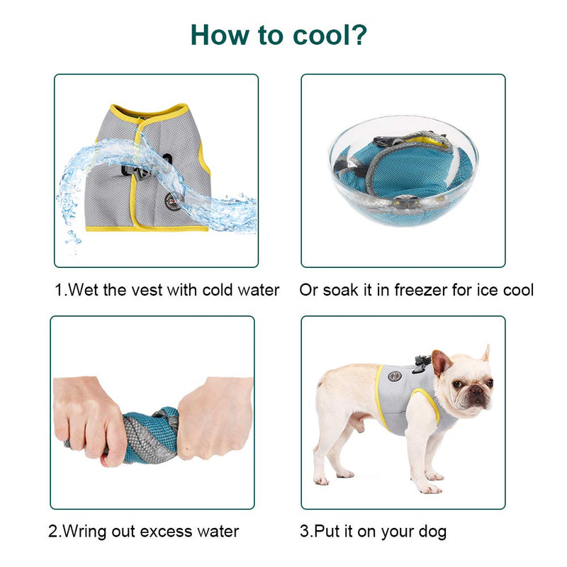 Dog Cooling Vest Harness, Breathable Cool Pet Cooler Vest for Outdoor Training Walking Hiking, Summer Cooling Jacket for Small Medium Large Dogs XS Length 4.7" - PawsPlanet Australia