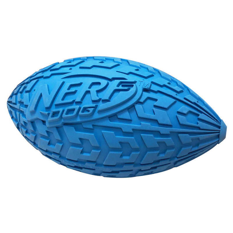 Nerf Dog Tire Football Dog Toy with Interactive Squeaker, Lightweight, Durable and Water Resistant, for Medium/Large Breeds 2 Pack - Red and Blue Large - 6 inch - PawsPlanet Australia