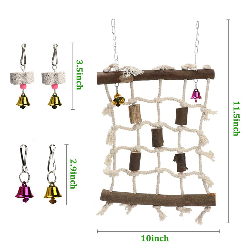 Laelr Bird Parrot Toys Ladders Swing Chewing Toys, Hanging Pet Bird Cage Accessories, Bird Rope Wooden Ladder for Small Parakeets, Cockatiels, Budgies, Conures, Love Birds, Finches - PawsPlanet Australia