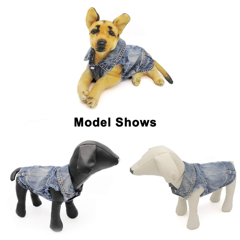 [Australia] - LKEX Dog Jean Jacket, Cool and Soft Shirt, Pet Blue Denim Coat, Classic Lapel Vests, Fashion Clothes for Small Medium Dogs Cats M 