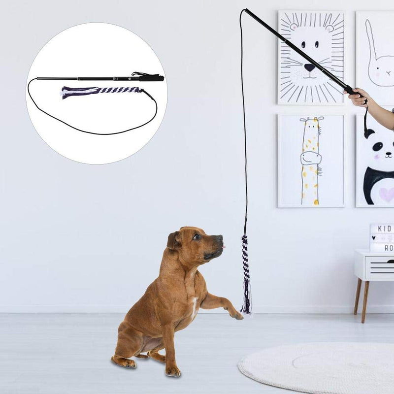 [Australia] - HEEPDD Dog Teaser Wand Toy, Pet Cat Three-Section Retractable Training Wand Stick with Two Cotton Rope Cats Scratching Chasing Playthings for Cats Dogs Puppy Kitty Kitten Novelty Gift Black L 