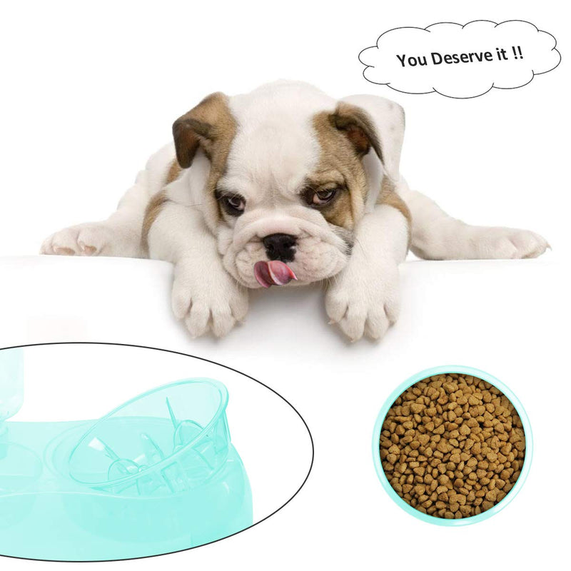 2 in 1 Pet Feeder Water Automatic Dispenser with Bottle, Dog Bowl Slow feeder, Dog Drinking Fountain Water Bowl for Dog Cat Puppy Kitty, Pet Food and Water Bowl set (Green) Green - PawsPlanet Australia