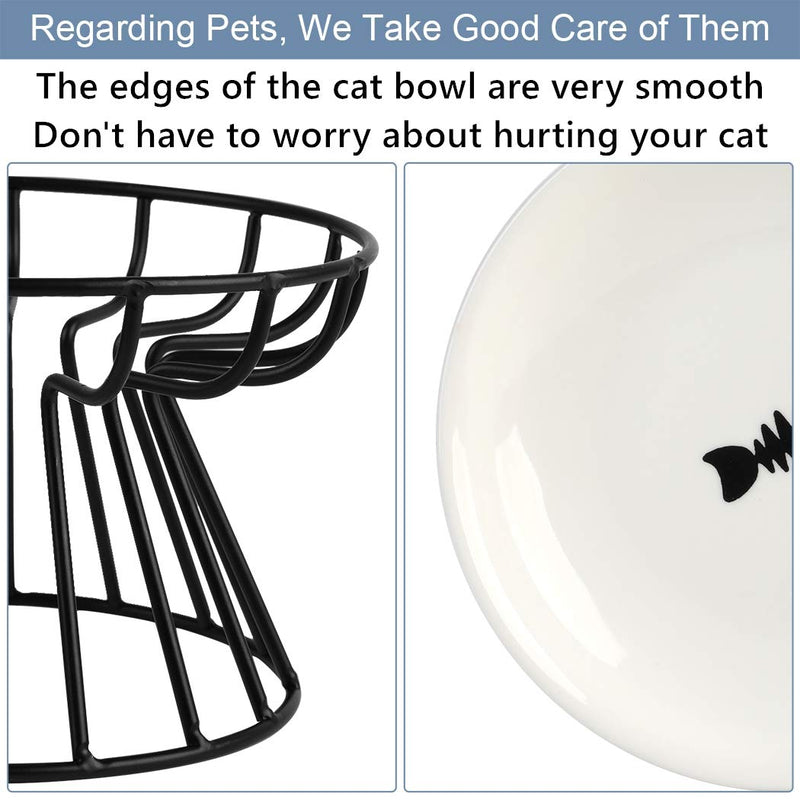 [Australia] - Dorakitten Cat Bowl, Ceramic Raised Cat Food Bowl, Cat Bowls Elevated, Anti Vomiting Cat Bowl, Cat Non Slip Bowl, Protect Pet's Spine, Make Cats Feel Comfortable 