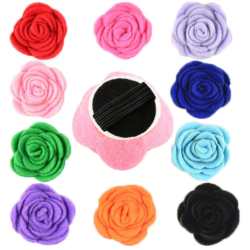 [Australia] - JpGdn 12pcs 1.6" Rose Small Dogs Collar Bows Flowers for Doggy Cats Wedding Birthday Party Collars Decor Sliding Accessories 