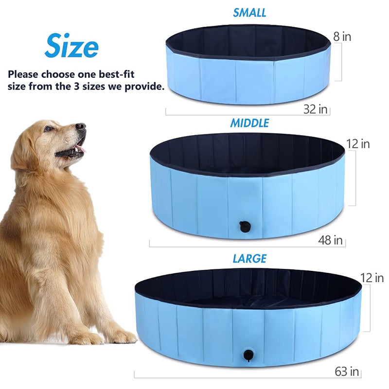 MorTime Foldable Dog Pool Portable Pet Bath Tub Large Indoor & Outdoor Collapsible Bathing Tub for Dogs and Cats S, 31" x 8" - PawsPlanet Australia