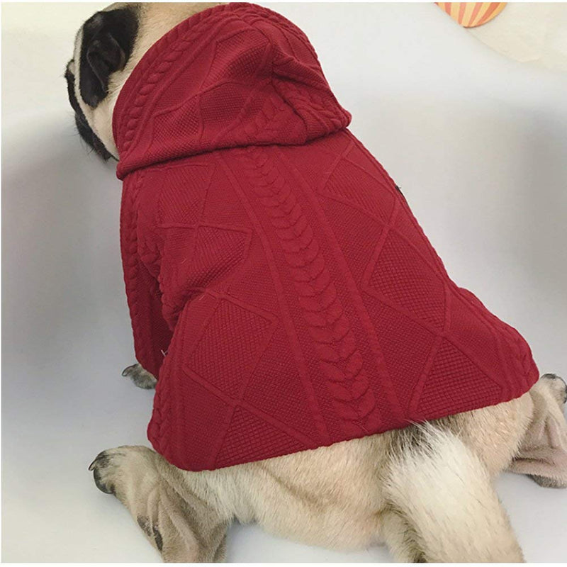 [Australia] - Meioro Dog Sweater Zipper Hooded Dog Cat Clothes Cute Pet Clothing Warm Hooded Winter Warm Puppy French Bulldog Pug XXL Pinkish Maroon 