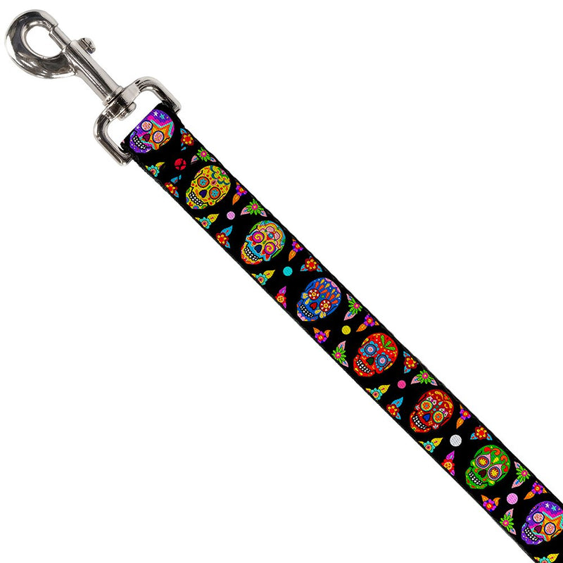 [Australia] - Dog Leash Colorful Calaveras Black Multi Color 6 Feet Long 0.5 Inch Wide 4 Feet Long - 1" Wide 