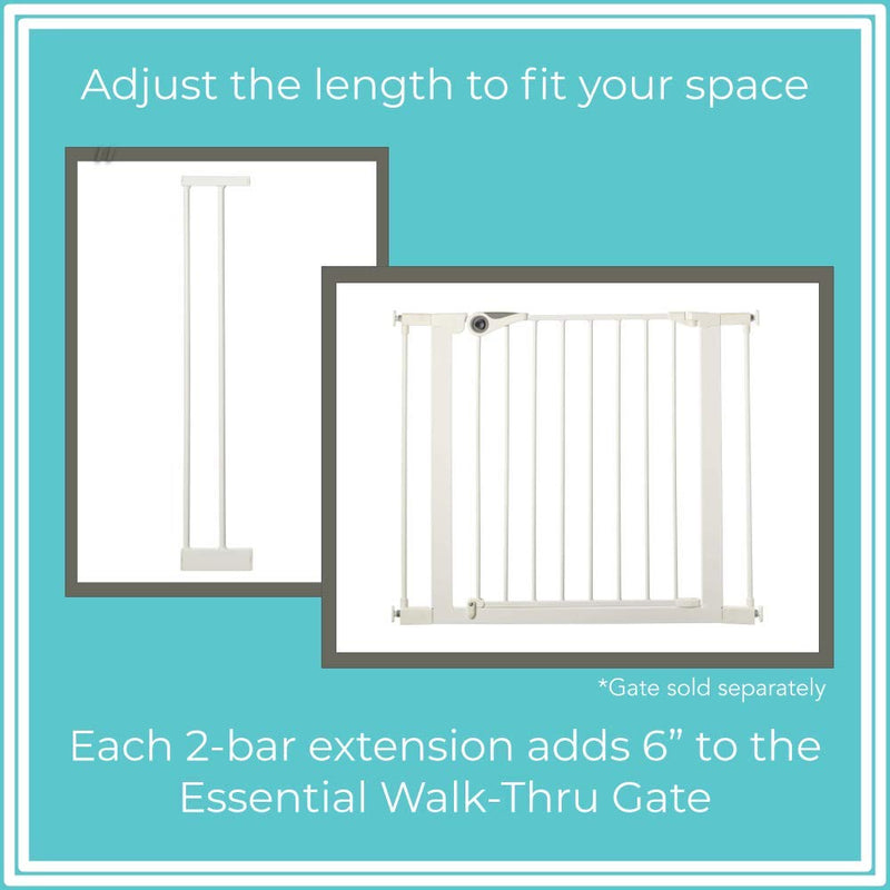[Australia] - Toddleroo by North States 2 Bar Extension for Essential Walk Thru Gate: Adjust your gate to fit your space. Add up to three extensions. No tools required. (Adds 6" width, White) 6 Inch 