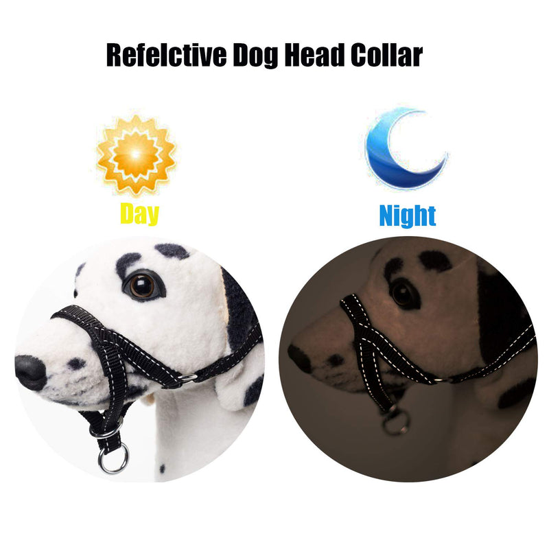 [Australia] - wintchuk Dog Head Collar, Head Halter with Reflective Strap to Stop Pulling for Small Medium and Large Dogs, Adjustable Black 