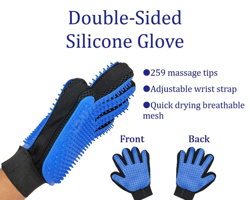 Coopupet Pet Hair Cleaning Set, Self Cleaning Slicker Brush+Lint Remover+Grooming Glove 3 In 1 for Dog & Cat Grooming Kit for Long & Short Haired Pets, Reduces Shedding, Efficient Fur Removal Tools, Bathing Glove (Blue) Blue - PawsPlanet Australia