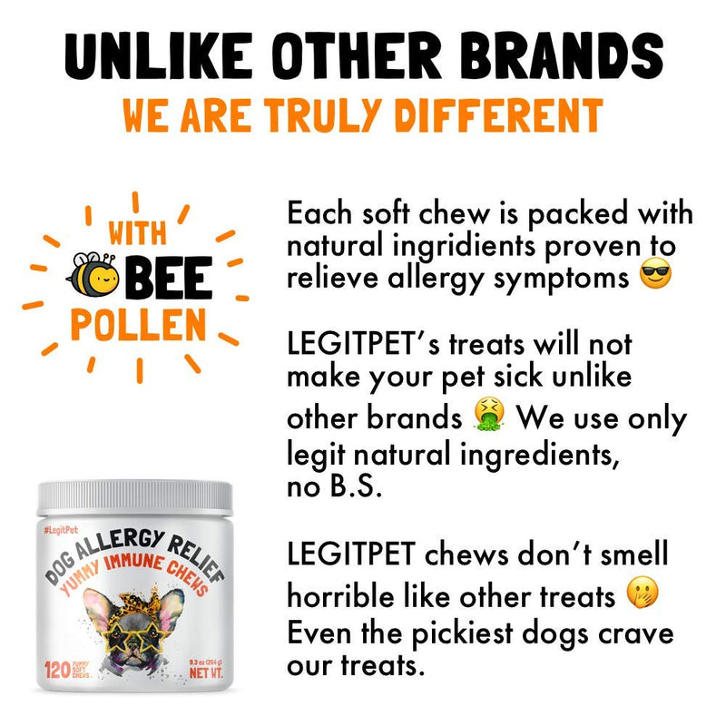 LEGITPET Allergy Relief Chews for Dogs & Immune Support with Kelp, Colostrum & Bee Pollen - for Seasonal Allergies + Anti Itch, Skin Hot Spots Soft Treats - PawsPlanet Australia