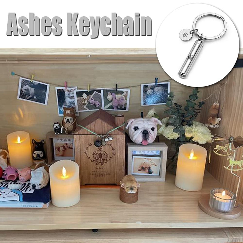 NA Cylinder Pet Ashes Keyring Pawprint Dog Cat Tube Urn Memorial Keychain Cremation Ash Holder for Dogs Cats Ashes - PawsPlanet Australia