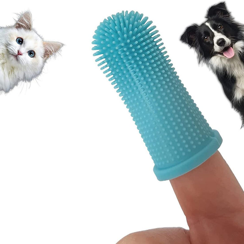 Pack of 4 Dog Toothbrush Finger Cot Reusable Pet Finger Toothbrush Finger Cots Dog Dental Care Anti-Plaque Finger Dog Food Grade Silicone 360° Fully Wrapped Bristles - PawsPlanet Australia