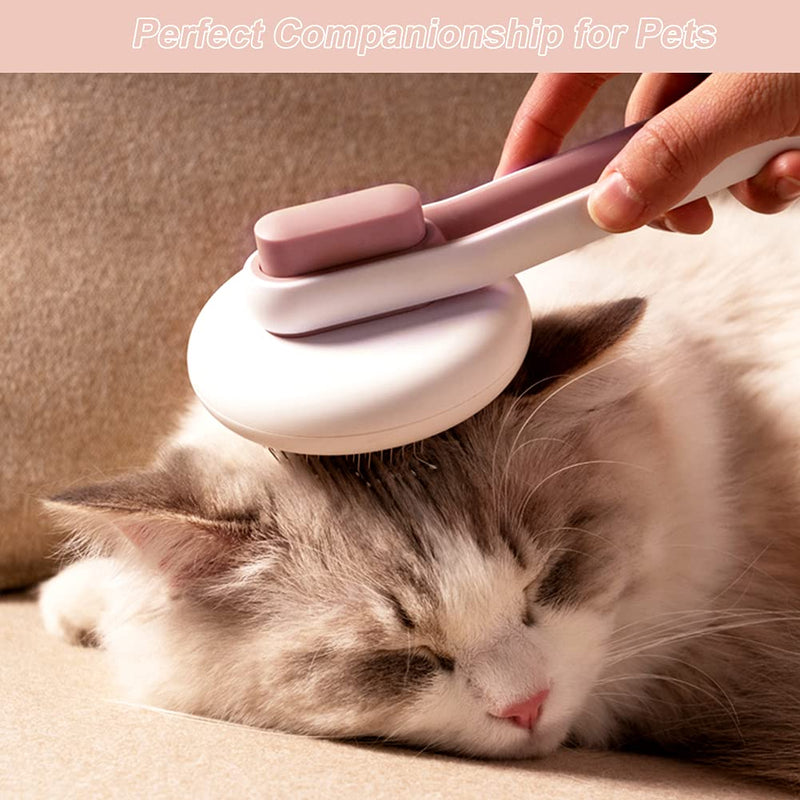 JIELISI Self Cleaning Slicker Brush for Dogs and Cats, Shedding and Grooming Tool for Pets, Cat Dog Brush with Round Tip Massages & Improve Circulation, Removes Loose Undercoat, Hairs, Fur (Pink) - PawsPlanet Australia