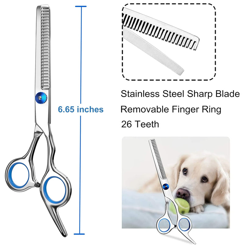 Pets vv 3 Pack Dog Grooming Scissors with Safety Round Tip, Perfect Stainless Steel Up-Curved Grooming Scissors Thinning Cutting Shears with Pet Grooming Comb for Dogs and Cats Blue - PawsPlanet Australia