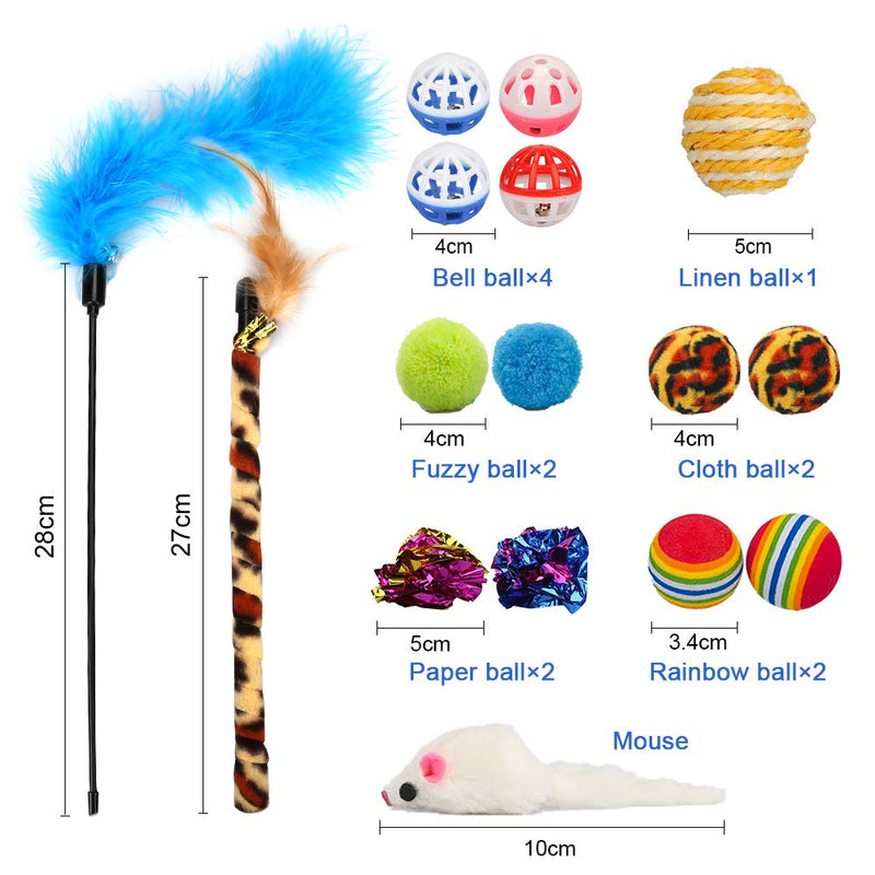 Vanplay Cat Toys 32Pcs include Cat Fish Toy Cat Tunnel Wood Sticks Feather Wand Catnip Mouse & Balls, Interactive Kitten Toys for Indoor Cats - PawsPlanet Australia
