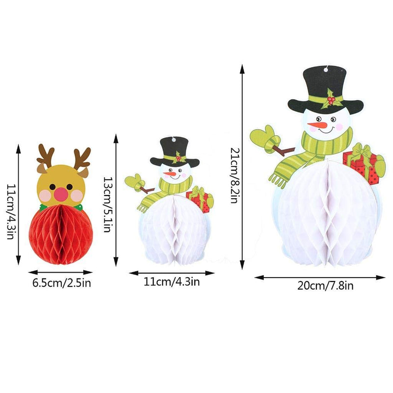 JETTINGBUY Christmas Tissue Paper Honeycomb Centerpiece 3D Table Decorations Snowman Santa Handmade Honeycomb Ornament for Christmas Party Winter Holidays Supplies,12Pcs - PawsPlanet Australia