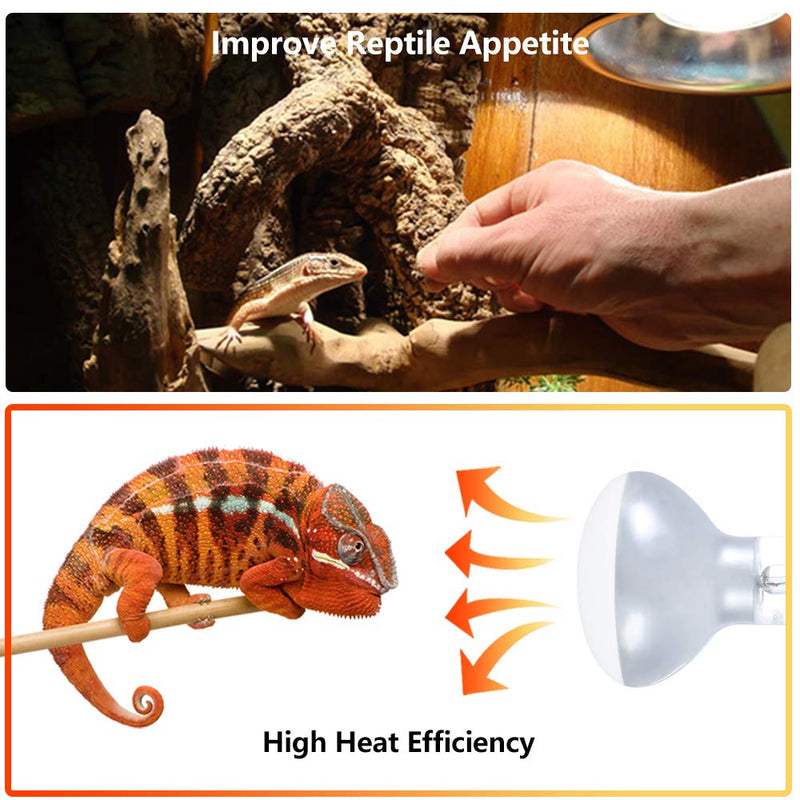 LUCKY HERP 2 Pack 100W Reptile Heat Bulb, Basking Spot Heat Lamp for Reptiles, Amphibian, Chicks, Dog Heating Use 100W(2 Pack) - PawsPlanet Australia