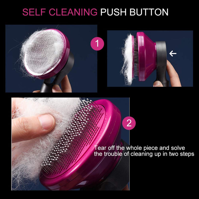 Abizoo Dog Shedding Brush/ Cat Grooming Brush. Self Cleaning Slicker Brush with Massage Particles,Removes Loose Hair & Tangles,Skin Friendly & Promote Circulation Dog Brush & Cat Brush - PawsPlanet Australia