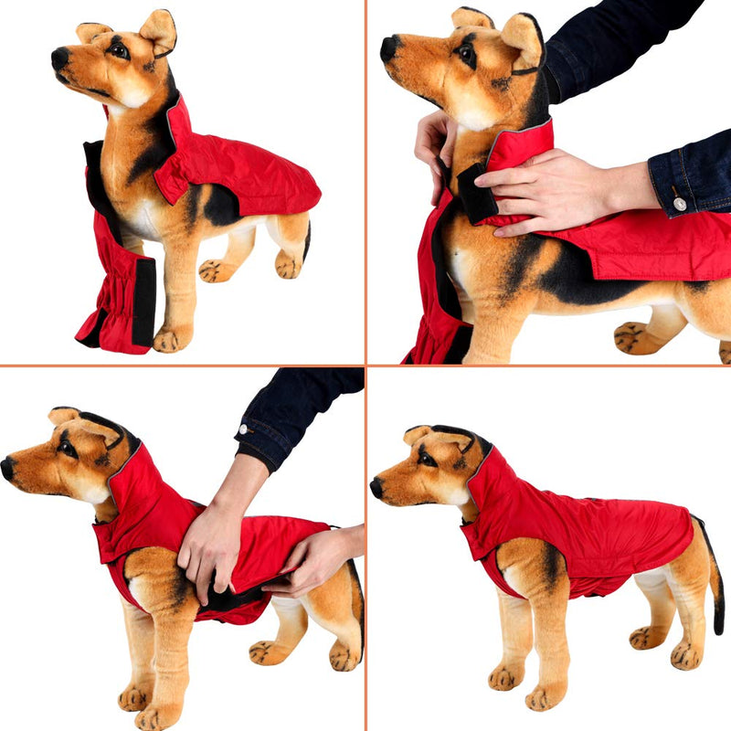 PETCEE Waterproof Winter Jacket for Large Dogs,Red 3XL Fleece Lined Cold Weather Dog Jacket XXXL Red - PawsPlanet Australia