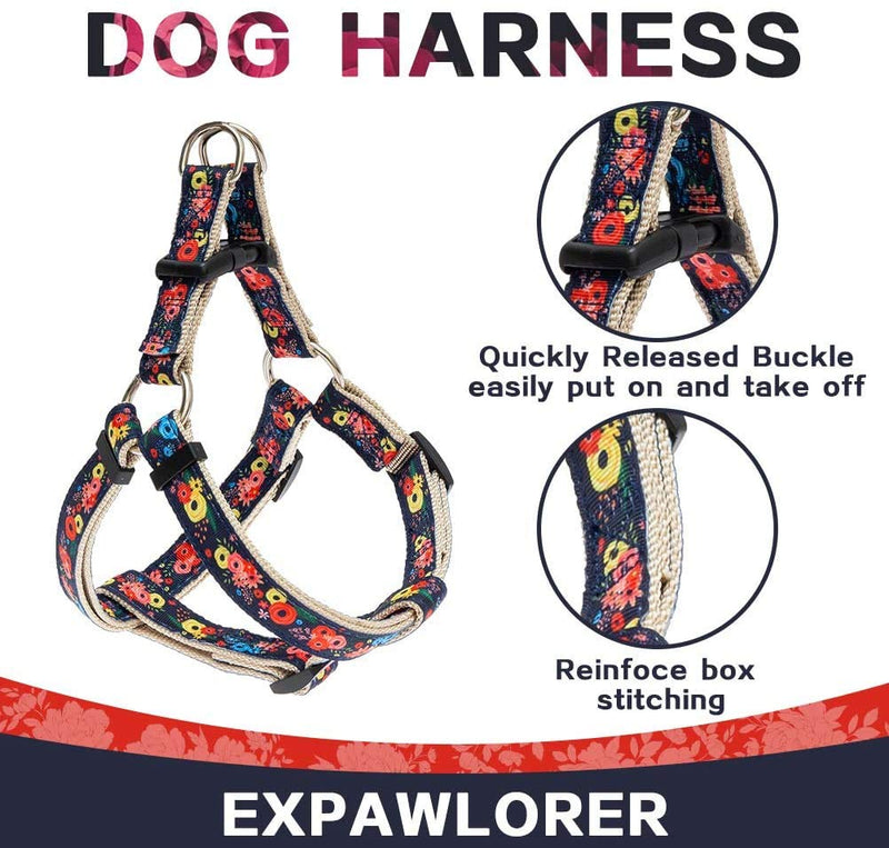 No Pull Dog Harness and Leash Set with Collar - Heavy Duty & Adjustable Basic Harness for Small Medium Dogs & Cats X-Small Navy Blue - PawsPlanet Australia