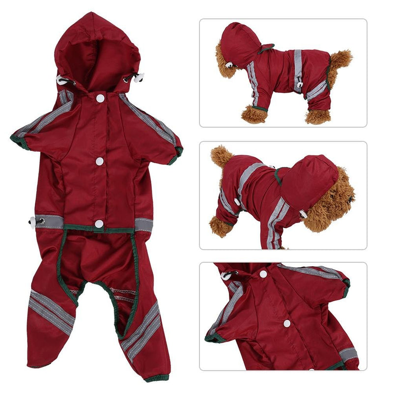 Fdit Pet Dog Raincoat Cat Dog Waterproof Jacket Hood Rain Coat Reflective Jumpsuit Apparel for Small Medium Dogs(XS) XS - PawsPlanet Australia